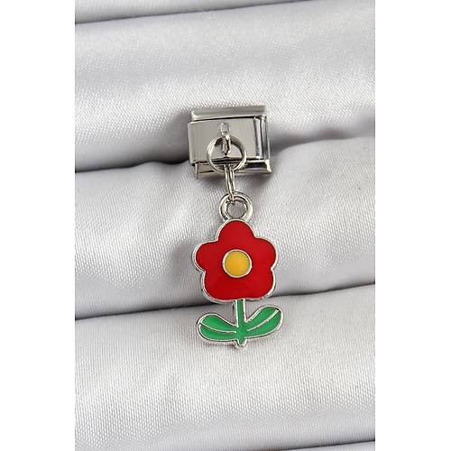 316L �elik Sallant�l� K�rm�z� Papatya Model G�m�� Renk Nomination Charm