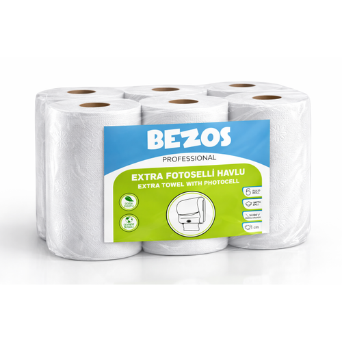 Bezos Professional Fotoselli Havlu 6 Rulo � 2 Katl� %100 Sel�loz 21 cm End�striyel Ka��t Havlu
