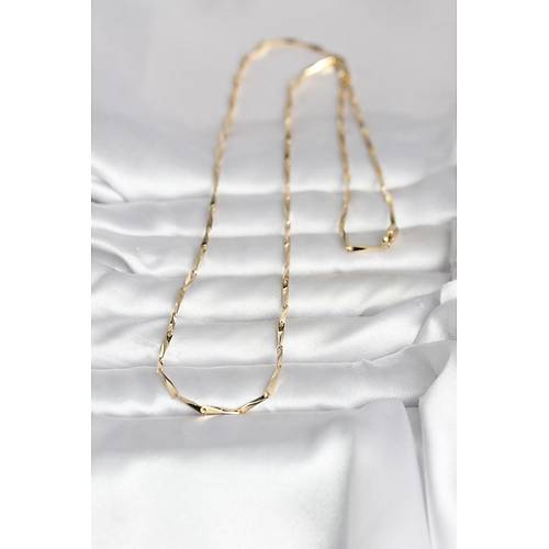 CM 14K Gold Renk Kesme �ubuk Zincirli Model 60 cm Kad�n Kolye