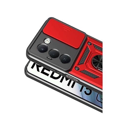Redmi 15 4G Pars Lens Y�z�kl� Silikon - K�rm�z�
