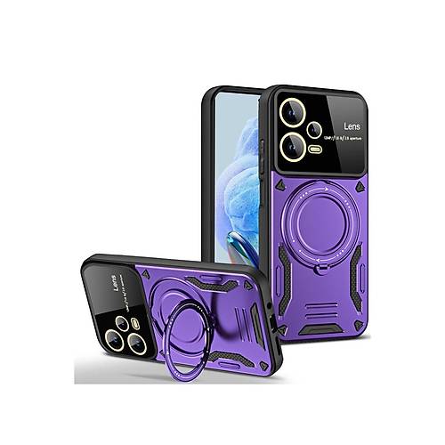 Redmi Note 12 Pro 5G K�l�f Joy Lens Standl� Kapak - Mor