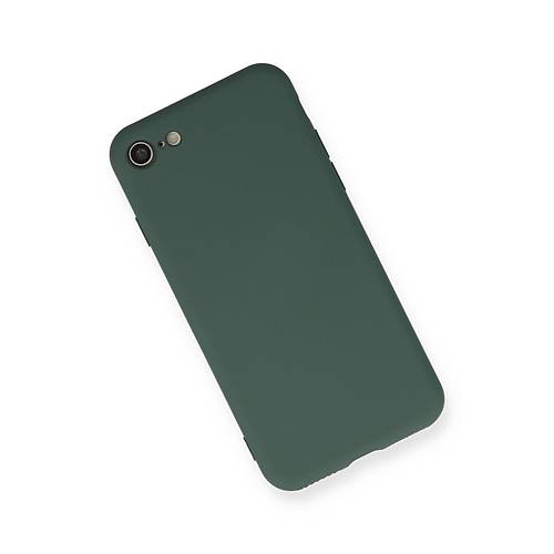 iPhone 7 K�l�f Nano i�i Kadife Silikon - Koyu Ye�il