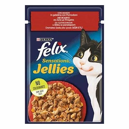 Pouch Sensation Jellies S���r Etli ve Domatesli Yeti�kin Kedi Konservesi 85 Gr