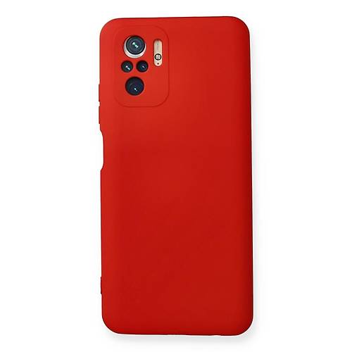 Redmi Note 10 K�l�f Nano i�i Kadife Silikon - K�rm�z�