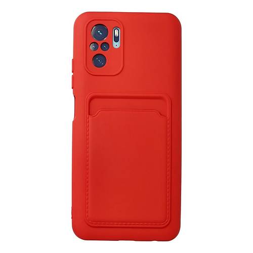 Redmi Note 10S K�l�f Kelvin Kartvizitli Silikon - K�rm�z�
