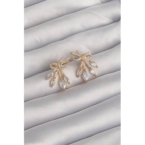 Pirin� Gold Renk Zirkon Ta�l� Fiyonk K�pe