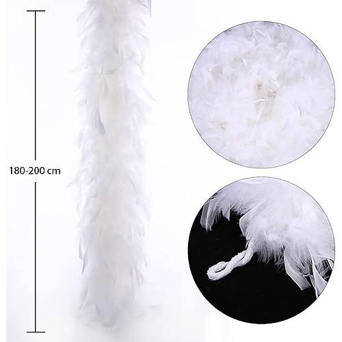 Beyaz Renk Kabar�k Kal�n Otri� Boa T�y 6 cm Geni�lik 180-200 cm Uzunluk