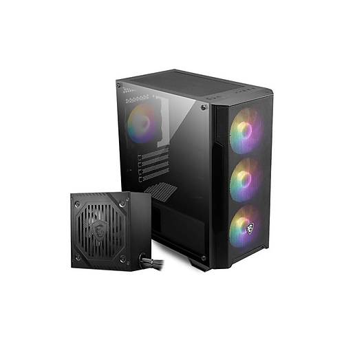 MSI MAG FORGE M100A D60 600W 80+ AKR�L�K YAN PANEL 3X120MM 1X120MM ARGB BRONZE MATX GAMING KASA