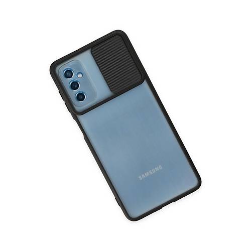 Galaxy M52 5G K�l�f Palm Buzlu Kamera S�rg�l� Silikon - Siyah
