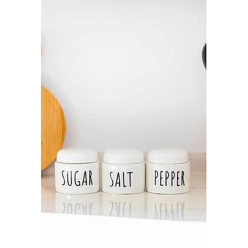 3 L� Seramik Baharat Seti Beyaz 350 ml