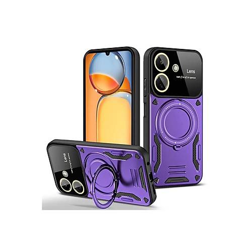 Redmi 13C K�l�f Joy Lens Standl� Kapak - Mor