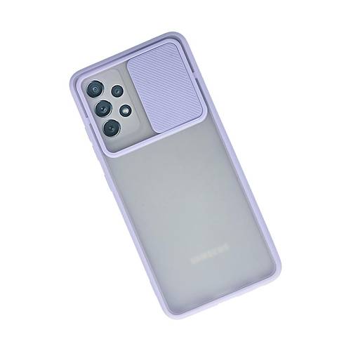 Galaxy A72 K�l�f Palm Buzlu Kamera S�rg�l� Silikon - Lila