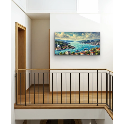 �stanbul Bo�az Manzaras� Kanvas Tablo 60x120cm