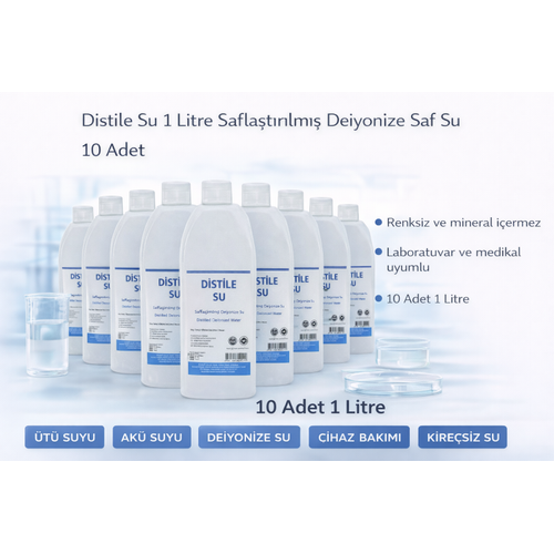Distile Su 1 Litre Safla�t�r�lm�� Deiyonize Saf Su 10 Adet