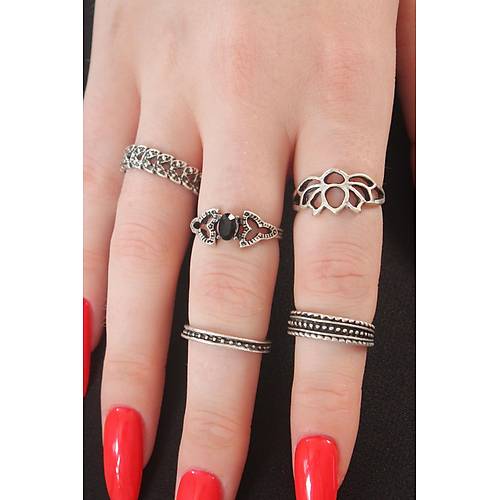 G�m�� Renk Lotus Model Siyah Kristal Ta� Detay Bayan Y�z�k Kombin