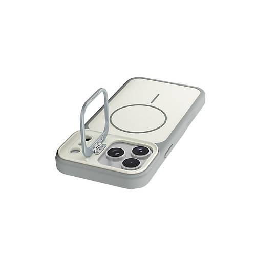 iPhone 17 Pro Pale Magsafe Standl� Kapak - Beyaz