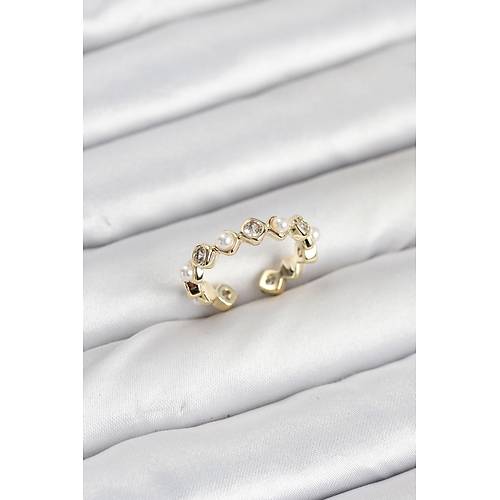 Pirin� Gold Renk Zirkon Ta�l� �ncili Kad�n Y�z�k