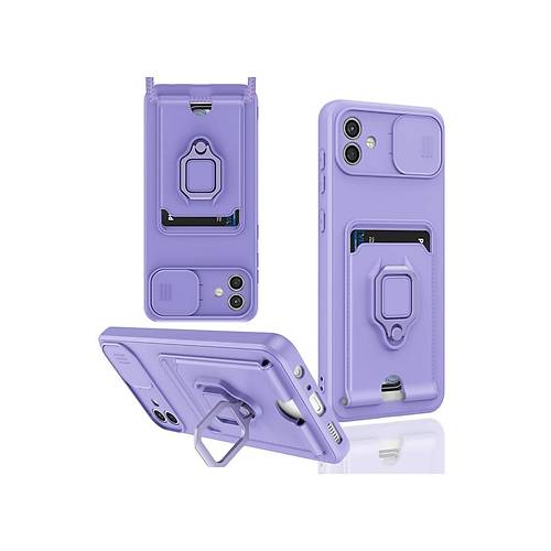 Galaxy A05 K�l�f Zuma Kartvizitli Y�z�kl� Silikon - Lila