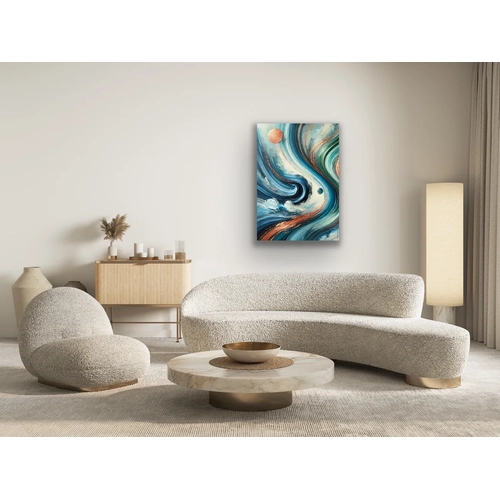 Turuncu Ye�il Mavi Soyut Kanvas Tablo 70x100cm