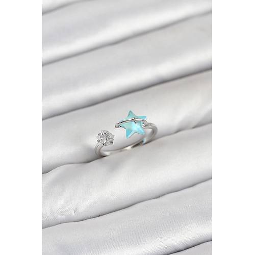 Pirin� G�m�� Renk Mavi Y�ld�zl� Model Kad�n Y�z�k