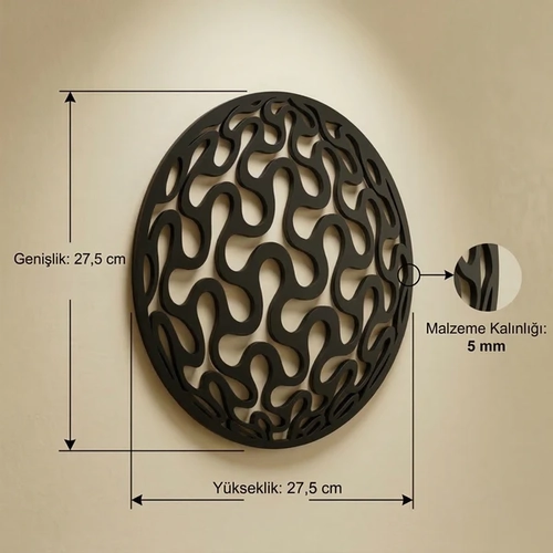 Geometrik Desenli Daire Duvar Tablosu MDF Lazer Kesim Modern Minimal Duvar S�s�