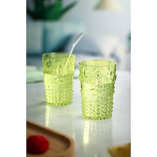 Akrilik Ye�il S�rahi 2,3 lt Ve 6'l� & Su Me�rubat Kahve Yan� Barda�� 400 ml Seti