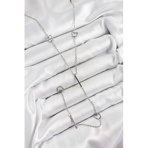 316L �elik Kelebek Fig�rl� Y Model G�m�� Renk Kad�n Kolye