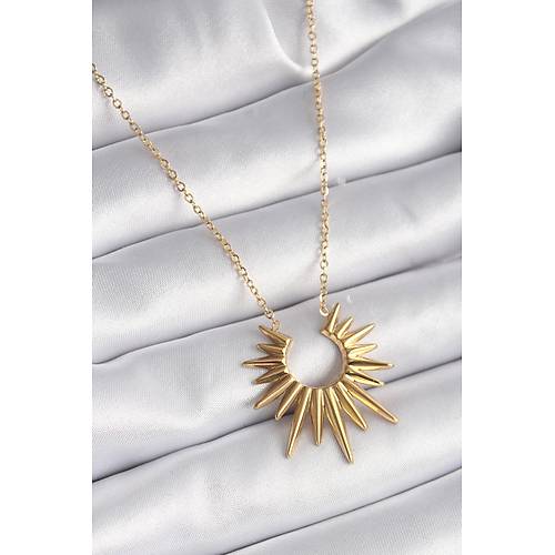 316L �elik Gold Renk G�ne� Model Vintage Kad�n Kolye