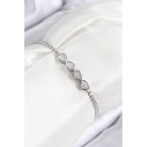 Pirin� Zirkon Ta�l� Sonsuzluk Model G�m�� Renk Asans�rl� Kad�n Bileklik