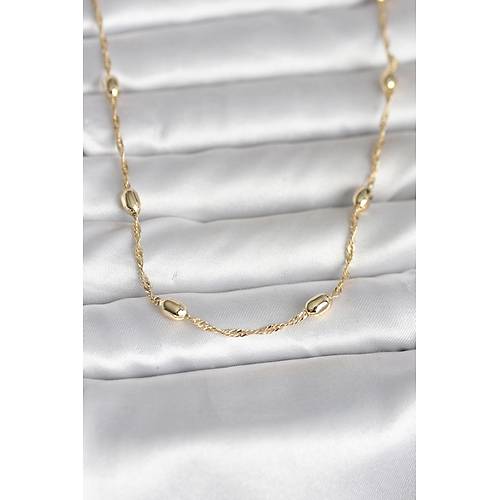 CM 14K Gold Renk Burgu Zincirli Damla Top�uk Model 45 cm Kad�n Kolye