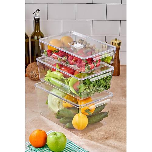 3'L� Vakum D��meli Kapakl� Dolap ��i Organizeri & K�r�lmaz D�zenleyici Kutu (9 Lt 6,5 Lt 4,5 Lt)