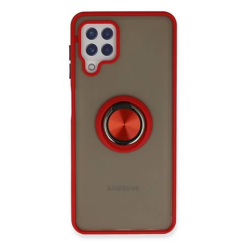 Galaxy A22 K�l�f Montreal Y�z�kl� Silikon Kapak - K�rm�z�
