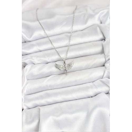 316L �elik Zincir G�m�� Renk Melek Model Kad�n Kolye