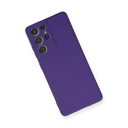 Galaxy S21 Ultra K�l�f Nano i�i Kadife Silikon - Mor