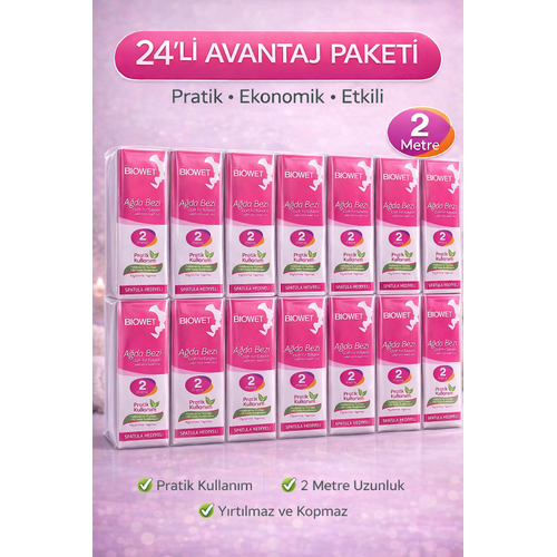 Biowet A�da Bezi 2 Metre Spatula Hediyeli Epilasyon Bezi Dayan�kl� T�y D�kme Bezi 24 Paket