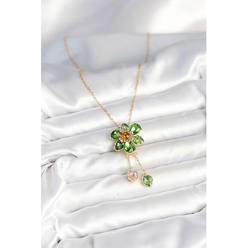 316L �elik Zincir Gold Renk �i�ek Model Sallant�l� Kad�n Kolye