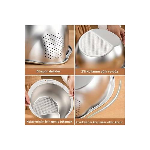 Paslanmaz �elik Makarna Pirin� Sebze Meyve Y�kama S�zgeci 25x27x11 cm