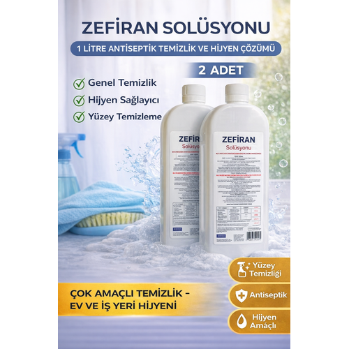 Zefiran Sol�syonu 1 Litre 2 Adet Set Antiseptik Hijyen ve �ok Ama�l� Temizlik Sol�syonu