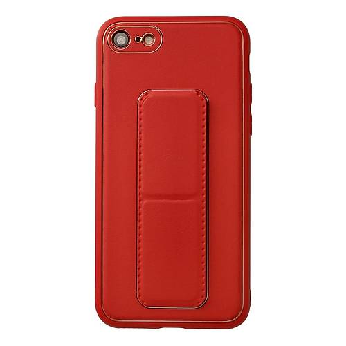 iPhone 7 K�l�f Coco Deri Standl� Kapak - K�rm�z�