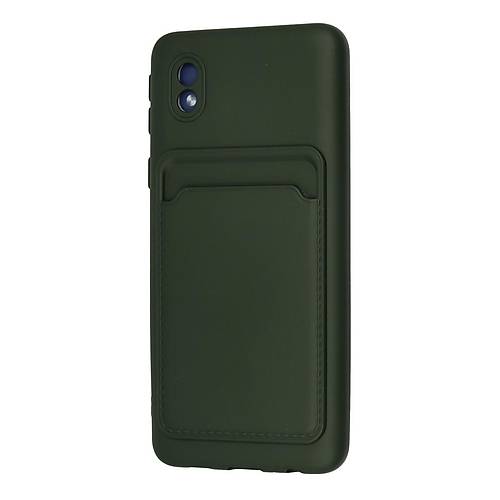 Galaxy A01 Core K�l�f Kelvin Kartvizitli Silikon - Koyu Ye�il