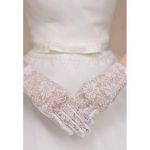 Beyaz Renk K�sa Dantelli Eldiven