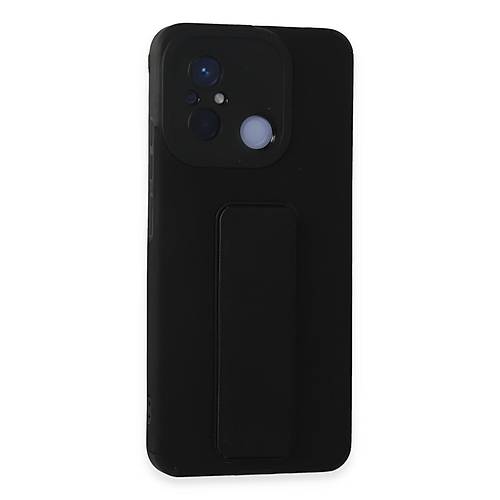 Redmi 12C K�l�f Mega Standl� Silikon - Siyah
