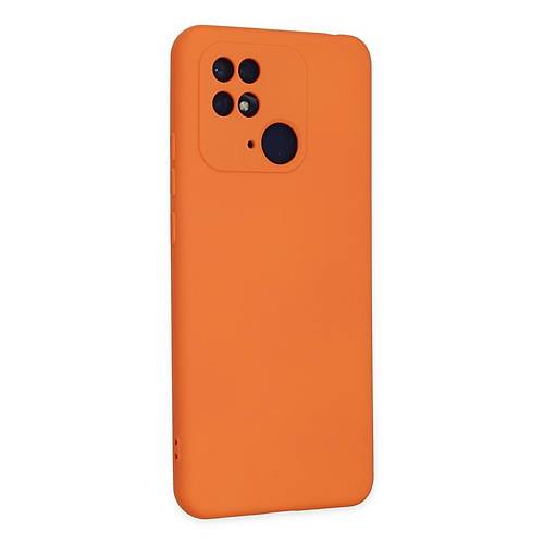 Redmi 10C K�l�f Nano i�i Kadife Silikon - Turuncu