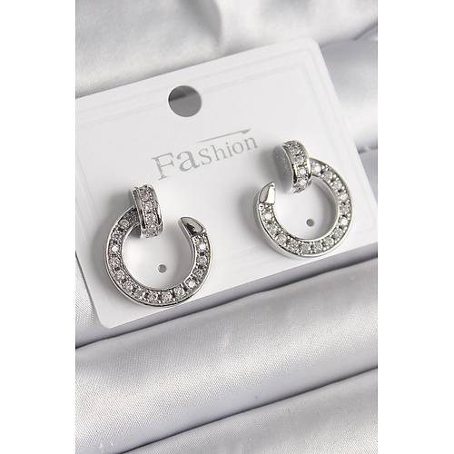 Pirin� G�m�� Renk Zirkon Ta�l� �ivi Halka Model Kad�n K�pe