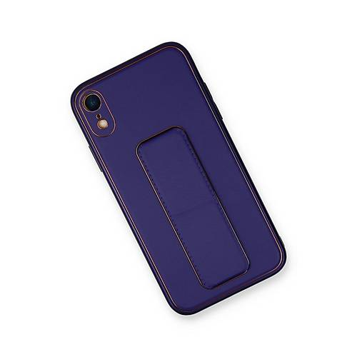 iPhone XR K�l�f Coco Deri Standl� Kapak - Mor