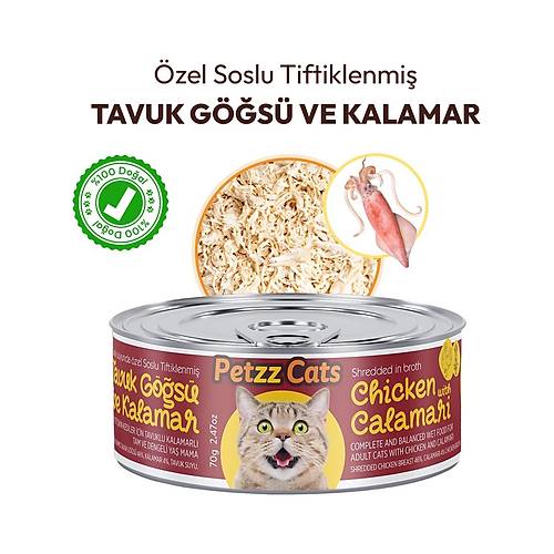 Petzzcats Tavuk & Kalamar Konserve Kedi Mamas� 1 Adet 70 gr
