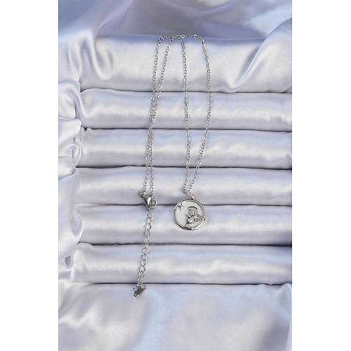 316L �elik Zincir G�m�� Renk Zirkon Ta�l� Mineli Melek Kolye