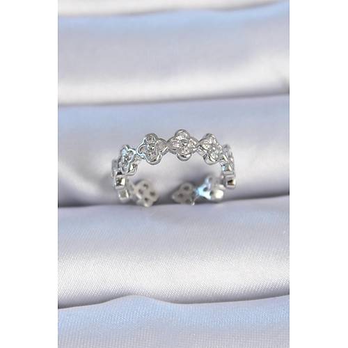 Pirin� G�m�� Renk Zirkon Ta�l� Yonca Model Kad�n Y�z�k