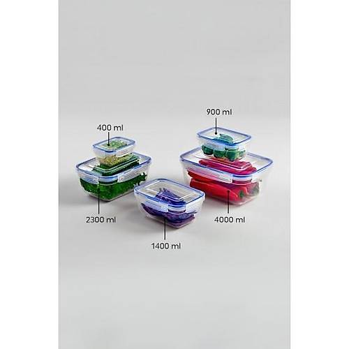 Dikd�rtgen 10 Par�a Contal� Vakumlu S�zd�rmaz Hava Almaz Saklama Kab� Seti 2x(4000/2300/1400/900/400 Ml)