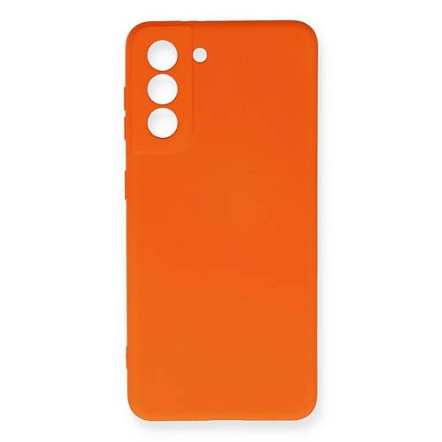 Galaxy S21 FE K�l�f Nano i�i Kadife Silikon - Turuncu